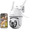 Codnida 2K Telecamera Wi-Fi Esterno con vista a 360°, Codnida 3MP Videocamera Sorveglianza con fili PTZ Telecamera con Visione Notturna, Tracciamento Automatico del Movimento,Allarme Sonoro e Luminoso