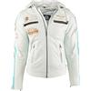 URBAN 5884 Giacca da motociclista da donna con protezioni, giacca in pelle di agnello, protezioni per schiena, spalle e gomiti | Bianco | 4XL