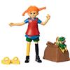 Pippi Langstrumpf PIPPI LONGSTOCKING TOYS - Set di bambole a forma di casa delle bambole, Pippi e Mr. Nilsson, scimmietta di Pippi e Mr. Nilsson, valige con soldi, scarpe da spazzola, persone giocattolo, licenza