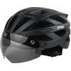 JEPOZRA Caschi da bicicletta da strada da uomo e da donna con visiera rimovibile e occhiali magnetici Casco Bici regolabile di sicurezza e traspirante Caschi da sci per adulti (Carbonio)