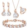 EVER FAITH Donna Set di gioielli da sposa per la sposa, Smeraldo Pietra di nascita CZ Collana Orecchini Bracciale di anelli per il compleanno/regali