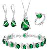 Clearine Set di Gioielli per Donne Argento Placcato Goccia Zirconia cubica Collana Aperta Anello Regolabile Orecchini Bracciale per Matrimonio/Anniversario/Festa della Mamma
