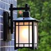 Mengjay Trade Industriale muro luce outdoor nero metallo ombra lampada da parete vintage antico E27 Edison lampadina appliques esterno lampade per scale corridoio patio esterno patio giardino. (Stile C)