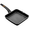 BRA Efficient - Bistecchiera Grill Antiaderente, Alluminio, Nero, Diametro 28 cm
