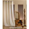 LINDER - Tenda in Voile Kaolin, con Occhielli e Motivo a Quadri Ecru