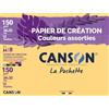 CANSON - Pochette 12 fogli di carta da disegno 24 x 32 cm - 150 g/m² colori assortiti