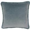 Paoletti Riva Paoletti Freya - Federa per Cuscino in Velluto Blu Super Morbido, con Frange in Cotone, Lavabile in Lavatrice, 100% Poliestere, 45 x 45 cm