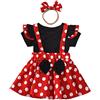 Lito Angels Vestito Costume con Fascia per Bambina, Taglia 5-6 anni, Pois Rossi