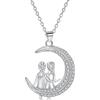 Hifeeled Collana Donna Argento Sterling 925 Ciondolo Luna con Zirconia Cubica,Gioielli Regali per Donna -Anallergica |45cm+5|