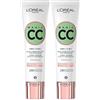 L'Oreal Paris L'Oréal Paris Magic CC Cream 24H Crema Verde Idratante Anti-Rossore 5in1 Universal Shade Effetto Pelle Vellutata a Lunga Durata - 2 Flaconi da 30ml