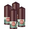 Bolsius Candele a pilastro, colore rosso scuro, confezione da 4, 15 x 6 cm, candele decorative per la casa, durata di 42 ore, non profumate, con cera naturale vegana, senza olio di palma
