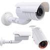 O&W Security Dummy - Telecamera di sorveglianza CCTV con obiettivo, lampeggiante LED e sensore di movimento, custodia resistente alle intemperie con tettuccio a pioggia, orientabile, parete/soffitto