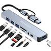 Wowssyo Hub USB C Multiport 8 in 1, adattatore USB C a Usb, Usb 3.0/2.0, SD/TF, Audio, USB-C Data, hub docking station per telefono cellulare Ipad Macbook Dell Laptop Windows PC & altri dispositivi