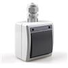 Naka24 - Ciabatta elettrica da parete, con interruttore IP65 1201-65, per ambienti umidi, colore bianco/grigio