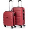 ITACA - Set valigie - Set Valigie Rigide Offerte. Valigia Grande Rigida, Valigia Media Rigida e Bagaglio a Mano. Set di Valigie con Lucchetto Combinazione TSA, Corallo
