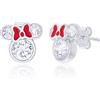 Disney Minnie Mouse gioielli da donna, in argento Sterling con zirconi cubici e smalto rosso fiocco dettaglio orecchini, Misura unica, Argento sterling