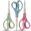 Fiskars SoftGrip - Forbici in titanio sagomate, multiuso, 20,3 cm, in titanio, per carta dritte, per ufficio e attività creative, 3 pezzi