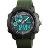 TONSHEN Orologi da Polso da Uomo Analogico Quarzo LED Digitale Doppio Tempo 50M Impermeabile Outdoor Militare Sportivo Orologio 12H/24H Allarme Cronometro Data (Verde)