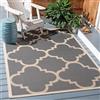 SAFAVIEH Tappeto Geometrico - Soggiorno, Sala da pranzo, Camera da letto - Lavabile in Lavatrice e Antiscivolo - Courtyard Collection, A Pelo Corto, Grigio e Beige, 122 X 170 cm
