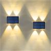 YOHAYO Lampade Solari per Esterno Up Down Luci Solari per Esterno Sicurezza Luce Murale 2 Modalità di Illuminazione Impermeabile IP54 Luce Murale Giardino Bianco Caldo 2 Pezzi