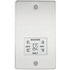 KNIGHTSBRIDGE FPAV8900PCW 115/230 V Presa piatta a doppia tensione con inserto bianco per rasoio - cromatura satinata.