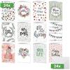 SIGEL DS704 Set di 24 biglietti di compleanno, 12 motivi, in cartoncino bianco, con inserto, A6, inclusa buste bianche