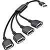 BASESAILOR Cavo USB Splitter Y 4-Porte 0.3M,Cavo Prolunga USB A 1 Maschio a 4 Femmina,Hub Multipresa USB Uscita Sdoppiatore,Caricatore Dati Adattatore Alimentazione per Mac,Auto,Xbox One,PS4 5,Laptop