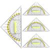 Zuroki Squadre Geometriche, Righelli in Plastica con Impugnatura Estraibile, 16 cm, Infrangibili, Perfetti per Scuola, Università e Lavoro - Set di 4 Pezzi