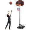 COSTWAY Canestro da Basket per Bambini Portatile e Regolabile in 5 Altezze, con Rete Durevole e Tabellone Infrangibile, Utilizzabile all'Interno ed all'Esterno, 44,5 x 73,5 x 192-247 cm nero e rosso