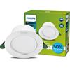 Philips LED Downlight Rotondo, Diamond Cut Ultra Efficient, Luce Bianca Fredda, 5W, Bianco