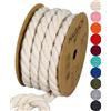 Halbach Seidenbänder Cordoncino di cotone riciclato, larghezza 10 mm/lunghezza 4 m, filato di cotone sostenibile per macramè, corda naturale per fai da te, colore: bianco naturale