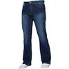Enzo - Pantaloni da uomo in denim a gamba larga, svasati sul fondo, con elastico, per tutte le circonferenze vita, Nero , W32 / L32