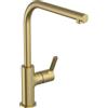 Ideal Standard - Gusto Miscelatore cucina, Bocca alta tonda a L, con cartuccia FirmaFlow, bocca girevole a 360°, facile da installare con fissaggio EasyFix+, Brushed Gold
