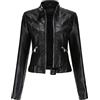 WHZXYDN Giacca Corta in Pelle da Donna Nuova Giacca con Colletto Rialzato Primavera E Autunno Taglia Europea