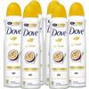 Dove 6x Dove Deodorante Go Fresh Passion Fruit e Citronella 0% Alcol Anti-Traspirante - 6 Deodoranti Spray da 150ml ognuno