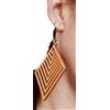 Generic ⊹⊱❁ CAMERE A FORMA DI DIAMANTE, ORECCHINI A RIGHE PERFORATI GEOMETRICI - DISCHI DI LEGNO MOLTO GRANDI ❁⊰⊹ orecchini etno tribali leggeri, argento e marrone