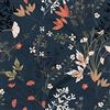 VEELIKE Carta da Parati Floreale Blu Scuro Vintage Carta Adesiva Foglie Tropicali Pellicola Autoadesiva Fiori Fotomurali Foglia d'acero Rotolo Adesivo per Mobili Camera da Letto Bagno 44.5cm×300cm