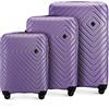 WITTCHEN set di 3 valigie trolley bagaglio a mano valigia set di valigie a rotelle in ABS con 4 ruote spinner chiusura a combinazione maniglia telescopica Cube Line Viola