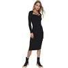 Trendyol Woman Slim Bodycon V-Neck Knit Dress Vestito, Black, XL Donna