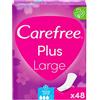 Carefree Salviette Plus Plus con anima migliorata, profumo fresco, tasso di assorbimento tre taglia L, extra largo, confezione da 48 pezzi