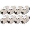 DIGITUS Modulo Keystone Cat-6A schermato - 8 pezzi - Jack RJ45 - 500 MHz 10GBase-T - AWG 26-22 - Progettabile - Con leva di bloccaggio - Montaggio senza attrezzi
