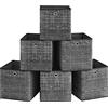 SONGMICS Scatole Portaoggetti, Set di 6 Contenitori in Tessuto Non Tessuto con Manico, 33 x 33 x 33 cm, Unità di Organizzazione, per Scaffale, Pieghevoli, Porta Abiti, Nero RFB033B01