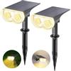 Linkind StarRay Luci Solari Esterno Giardino Bianca Calda, 22 LED Faretti Solari Decorative, 3000K 800LM Lampade Solari da Giardino Impermeabile IP65 per Cortile Prato Piscina, 2 Pezzi