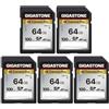 Gigastone Scheda di Memoria SDXC 64 GB, Set da 5, 4K Camera Pro, Velocità 100 MB/s per Fotocamera Canon Nikon Sony Panasonic, A1 V30 U3 UHS-I Classe 10 per 4K UHD Video, con 5 mini custodie