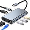 SZPACMATE Hub adattatore multiporta USB C 7 in 1 con 4K HDMI VGA USB 3.0 100 W PD e Ethernet RJ45, dock compatibile con MacBook Pro e Air e altri dispositivi di tipo C, grigio