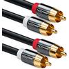 deleyCON 15m Cavo Audio RCA Stereo - 2x Connettore - per Impianto HiFi, Ricevitore HiFi, Home Cinema, Lettore Blu-Ray - Nero