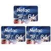Netac 64G Scheda Micro SD, Scheda di Memoria 3 Pack, A1, U3, C10, V30, 4K, 667X, UHS-I, Velocità Fino a 100/30 MB/Sec(R/W), Micro SD Card per Telefono, Videocamera, Switch, Gopro, Tablet