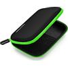 deleyCON Borsa del Disco Rigido Custodia HDD - Per Dischi Rigidi da 2,5 Pollici e SSD - Robusto e Antiurto - 2 Scomparti Interni con Tasche a Rete - Verde