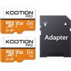 KOOTION Scheda Micro SD 64GB Scheda di Memoria U3 A1 4K UHS-I MicroSDXC 64G Scheda SD 64 Giga Memory Card TF Carta SD Alta Velocità Fino a 100MB/s,Micro SD Card 2 Pack per Telefono Videocamera Gopro