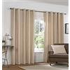 Yale Pesante in ciniglia con asole, Coppia di Tende a Righe, in Poliestere, Colore: Beige Naturale, 90 x 90 cm